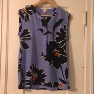 J. Crew sleeveless blouse, periwinkle/navy, sz 2